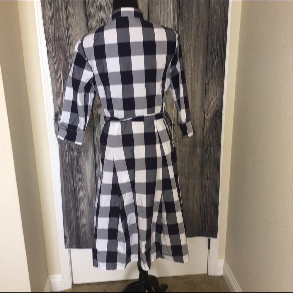 Boden Navy and White Gingham Midi Shirt Dress - Picture 4 of 5
